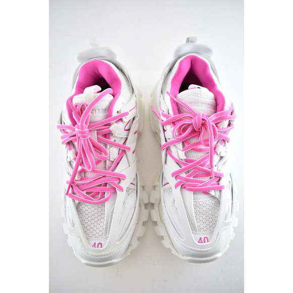 Balenciaga Track Sneaker Pink White Lace Up Tie Low Top Platform Flat Trainer 40 - Picture 7 of 12